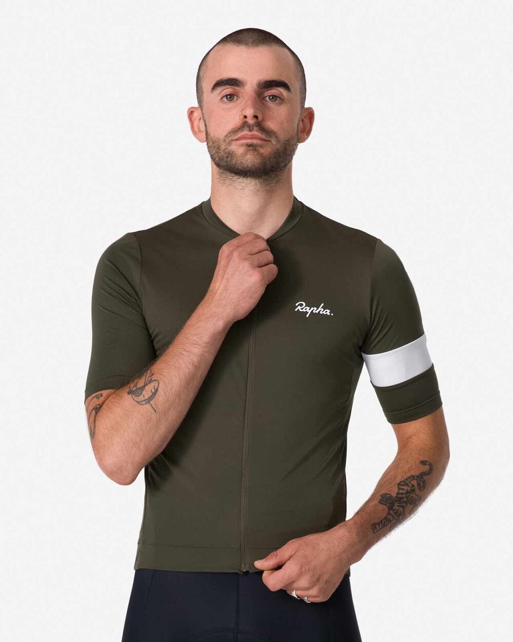 Rapha Men's Core Cycling Jersey Green Full Zip Performance Bike Shirt Medium